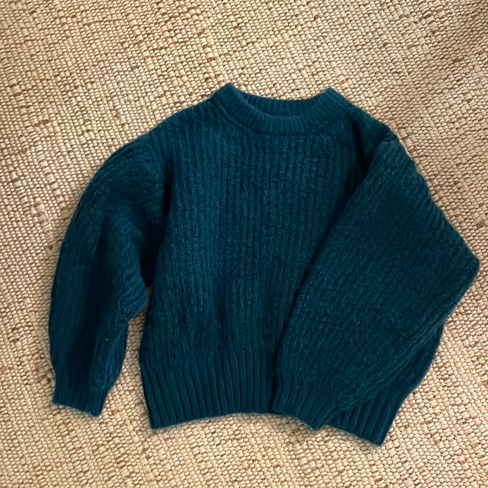 Puffy sleeve turquoise sweater